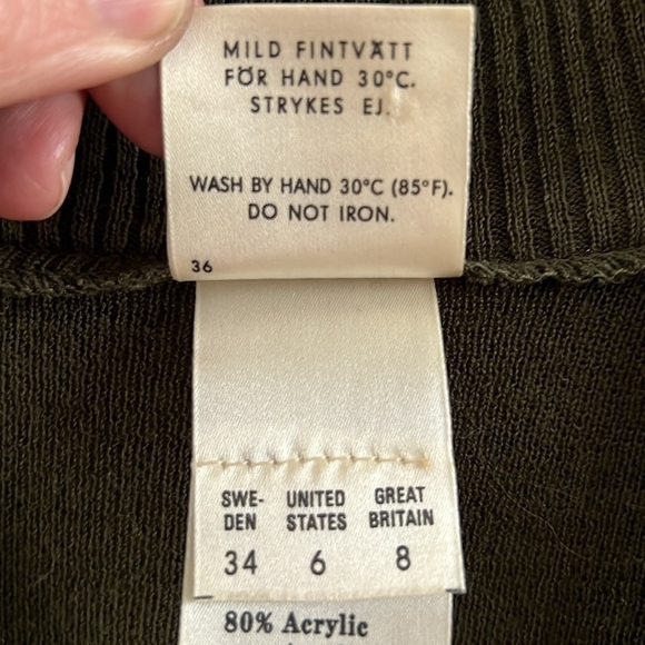 Vintage 60s 70s Maxi Dress Swedish Metallic Knit Striped V Neck Sweater Mod MCM - Picture 9 of 9